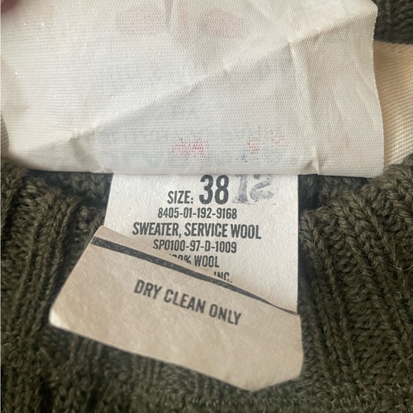 Vintage Marine Corps Military Green Mockneck Ribbed Wool Sweater - Picture 3 of 5